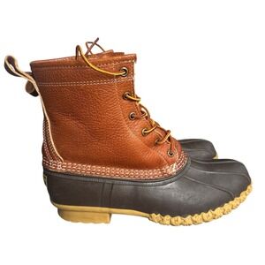 LL Bean Women's Bean Boots Brown Leather Shearling Lined Waterproof Size 9W USA